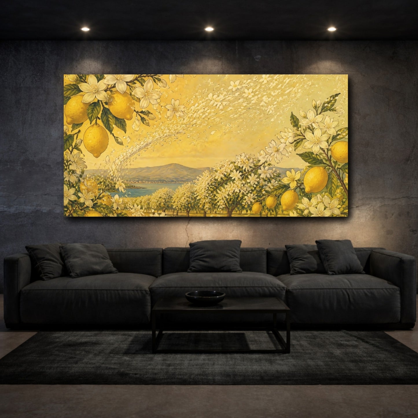 Mockup 3. Lemon Blossom Orchard shown as canvas print