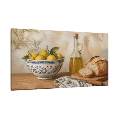 Main Mockup. Lemon Bowl With Bread shown as canvas print