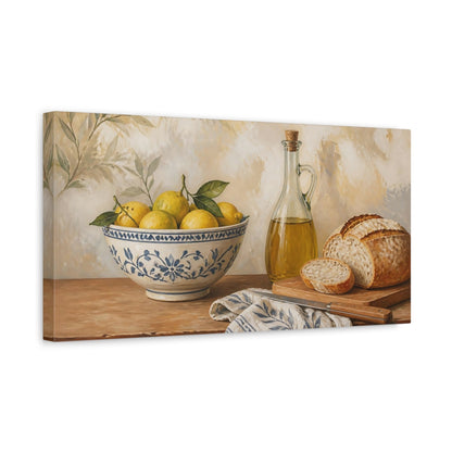 Side Mockup 3. Lemon Bowl With Bread shown as canvas print