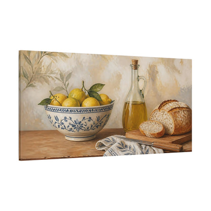 Side Mockup 2. Lemon Bowl With Bread shown as canvas print