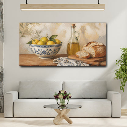 Mockup 2. Lemon Bowl With Bread shown as canvas print