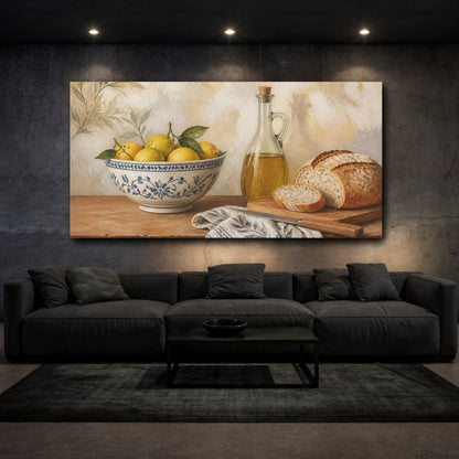 Mockup 3. Lemon Bowl With Bread shown as canvas print