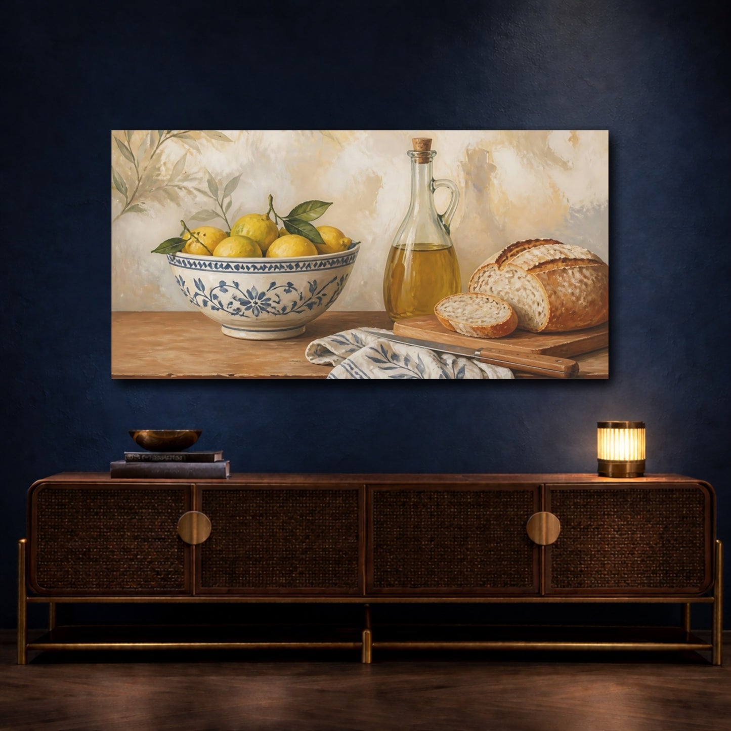 Mockup 4. Lemon Bowl With Bread shown as canvas print