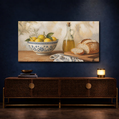 Mockup 4. Lemon Bowl With Bread shown as canvas print