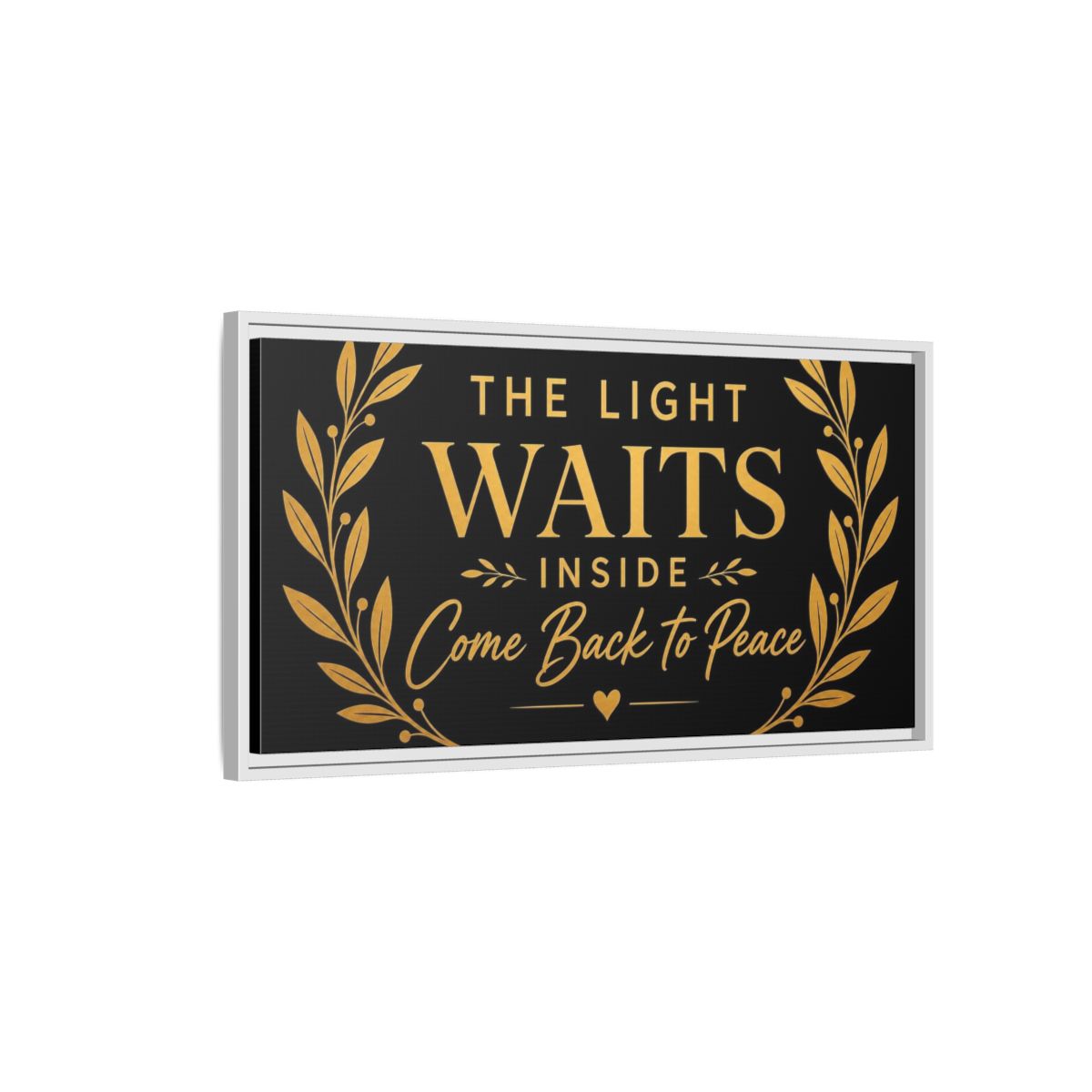 Side Mockup 1. Light Waits Inside shown as framed canvas print