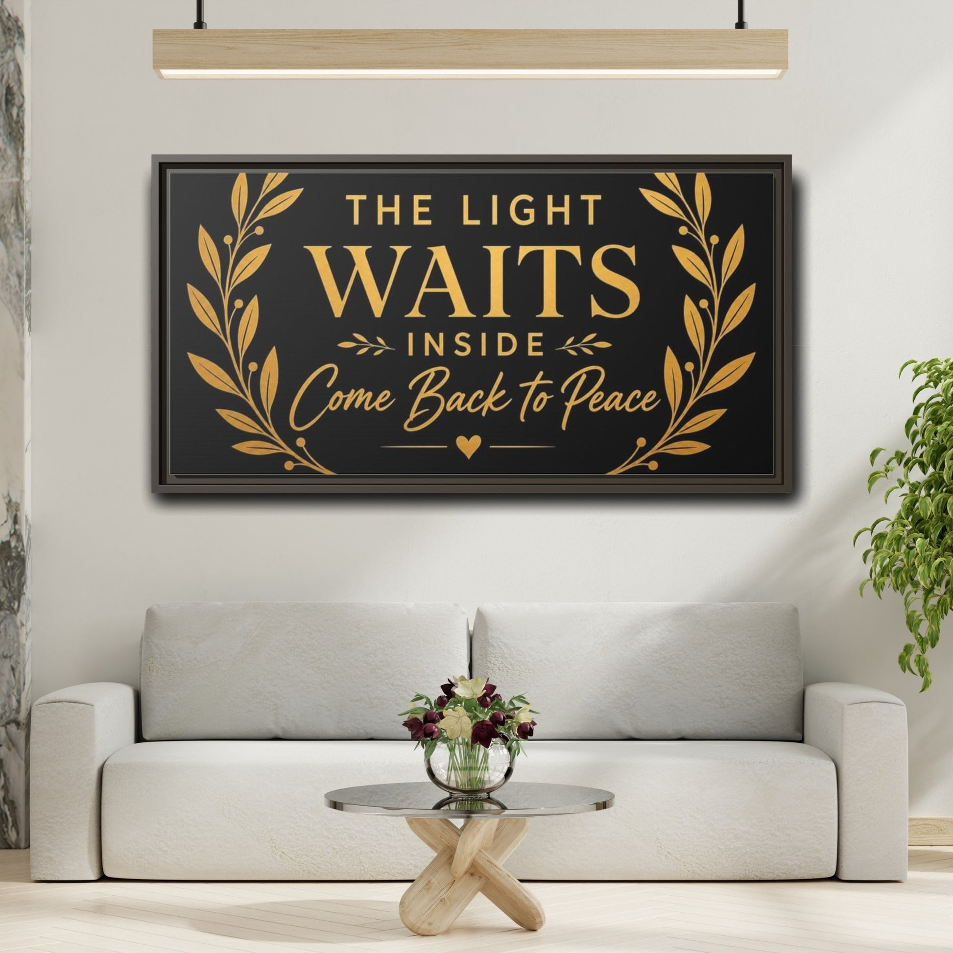 Mockup 2. Light Waits Inside shown as framed canvas print