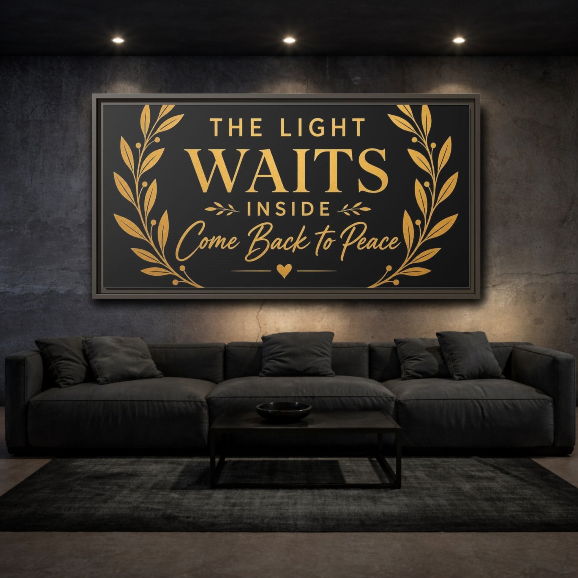 Mockup 3. Light Waits Inside shown as framed canvas print