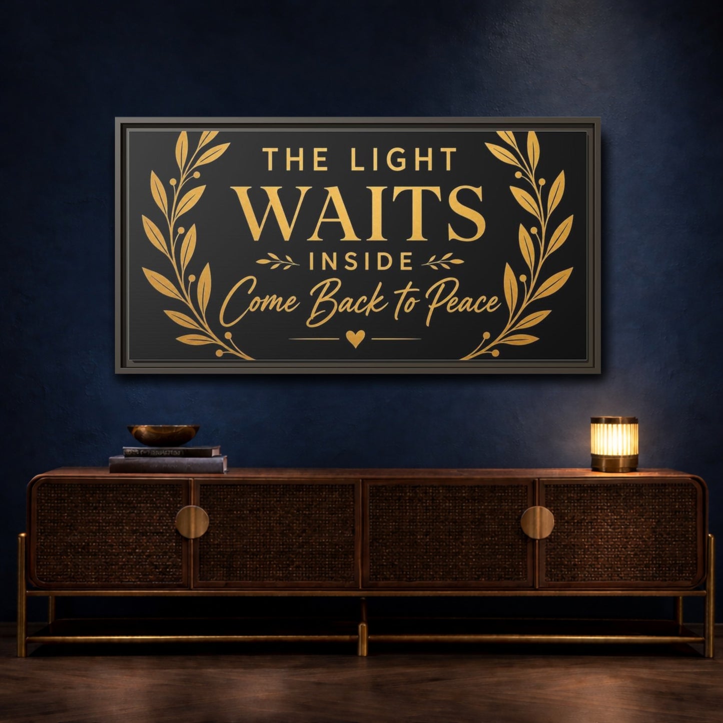 Mockup 4. Light Waits Inside shown as framed canvas print