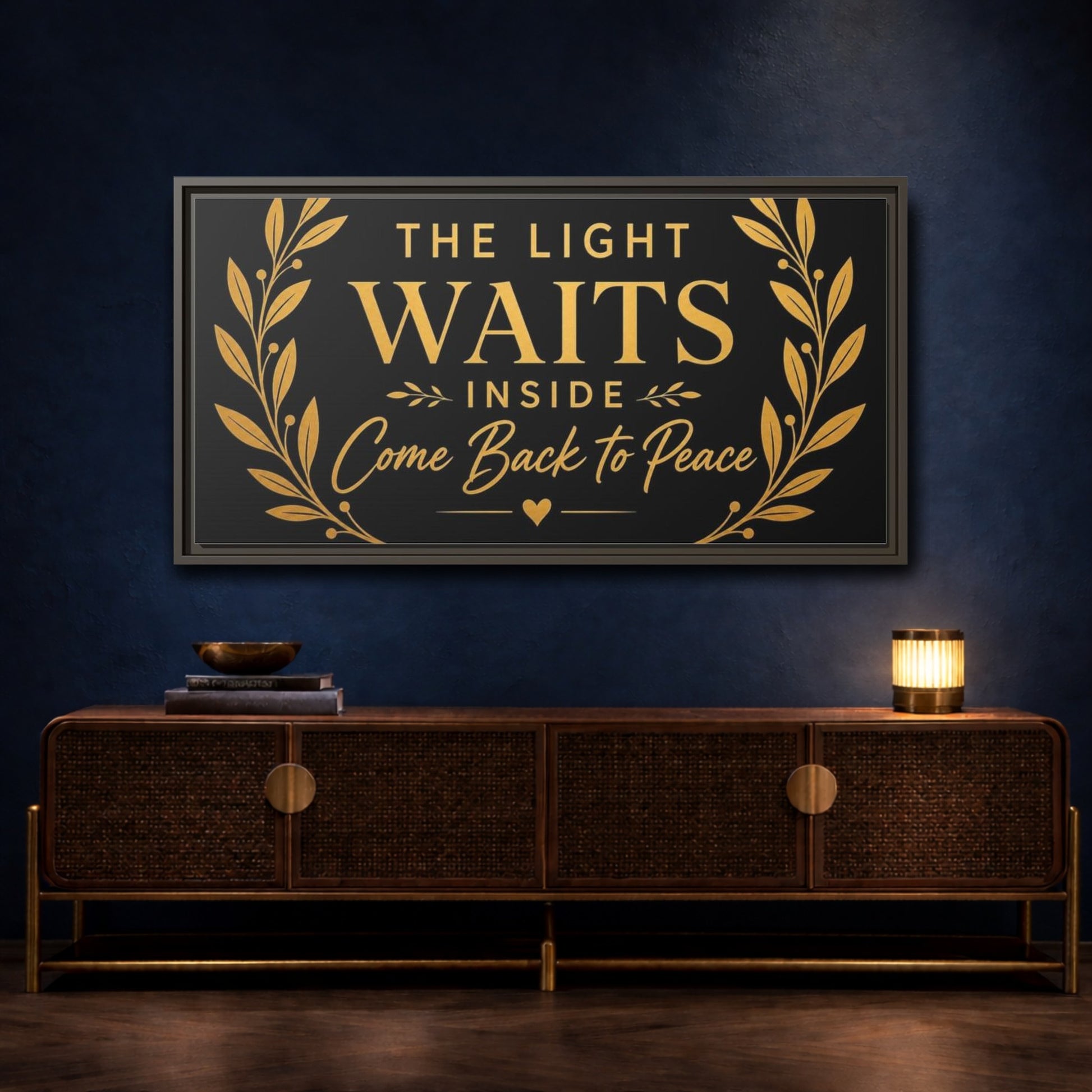 Mockup 4. Light Waits Inside shown as framed canvas print