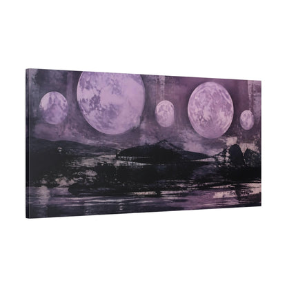 Main Mockup. Lilac Moons Over Ink Horizon shown as canvas print