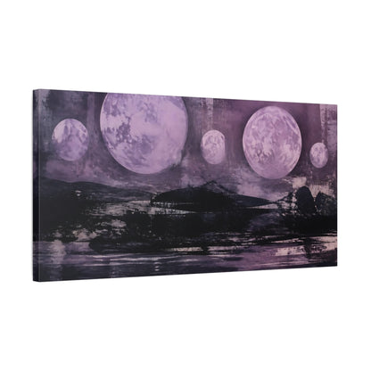 Side Mockup 1. Lilac Moons Over Ink Horizon shown as canvas print