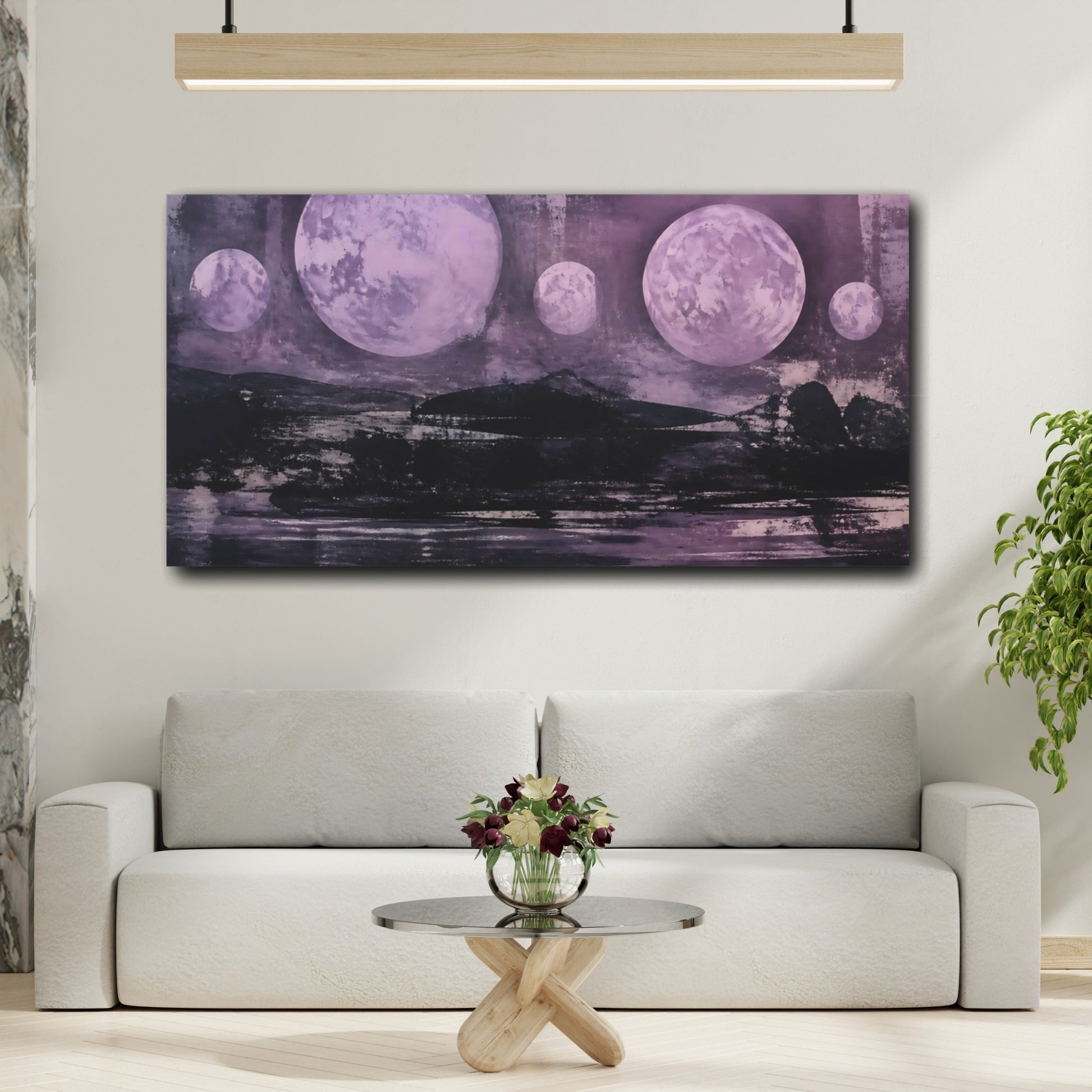 Mockup 2. Lilac Moons Over Ink Horizon shown as canvas print