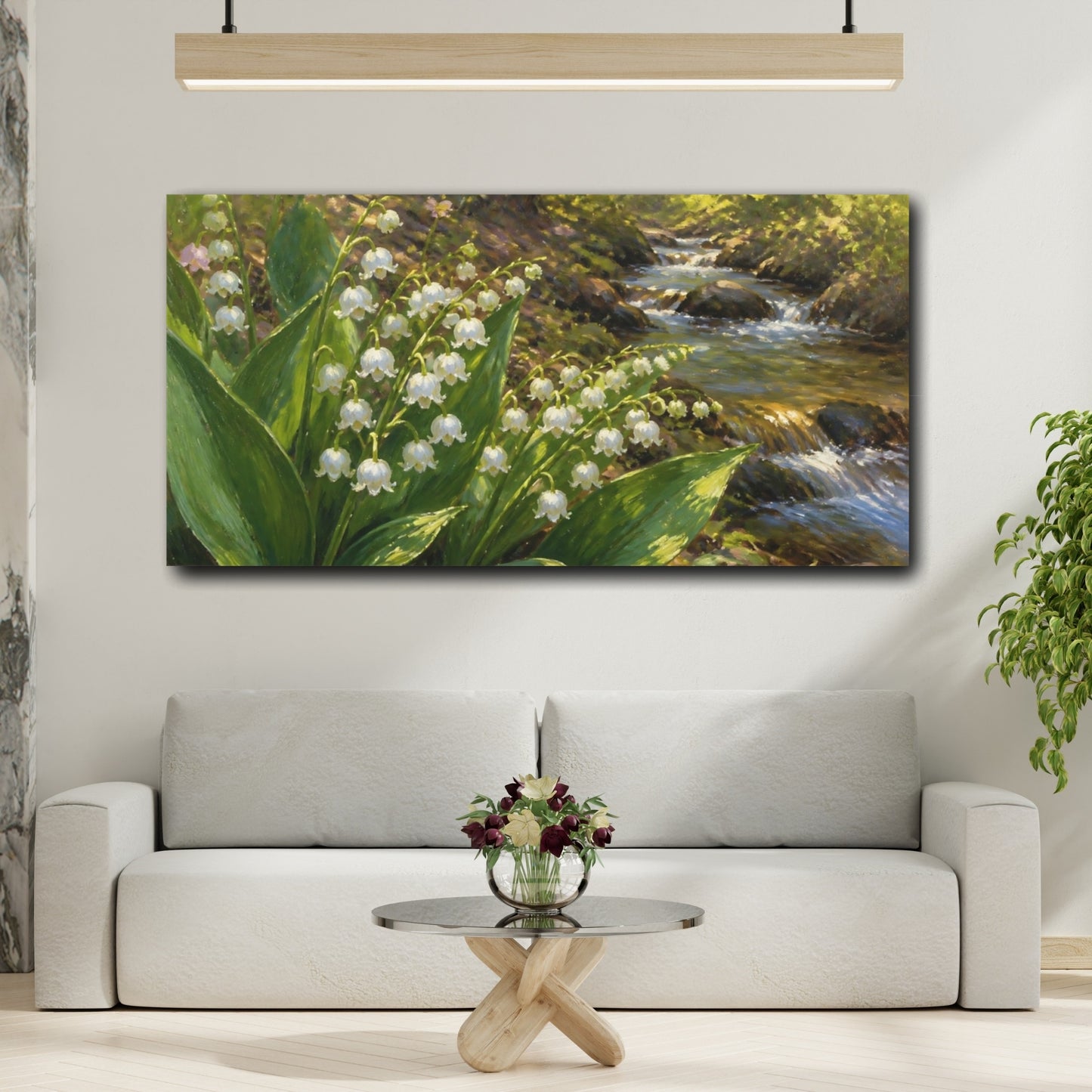 Mockup 2. Lily-Of-The-Valley Brook shown as canvas print