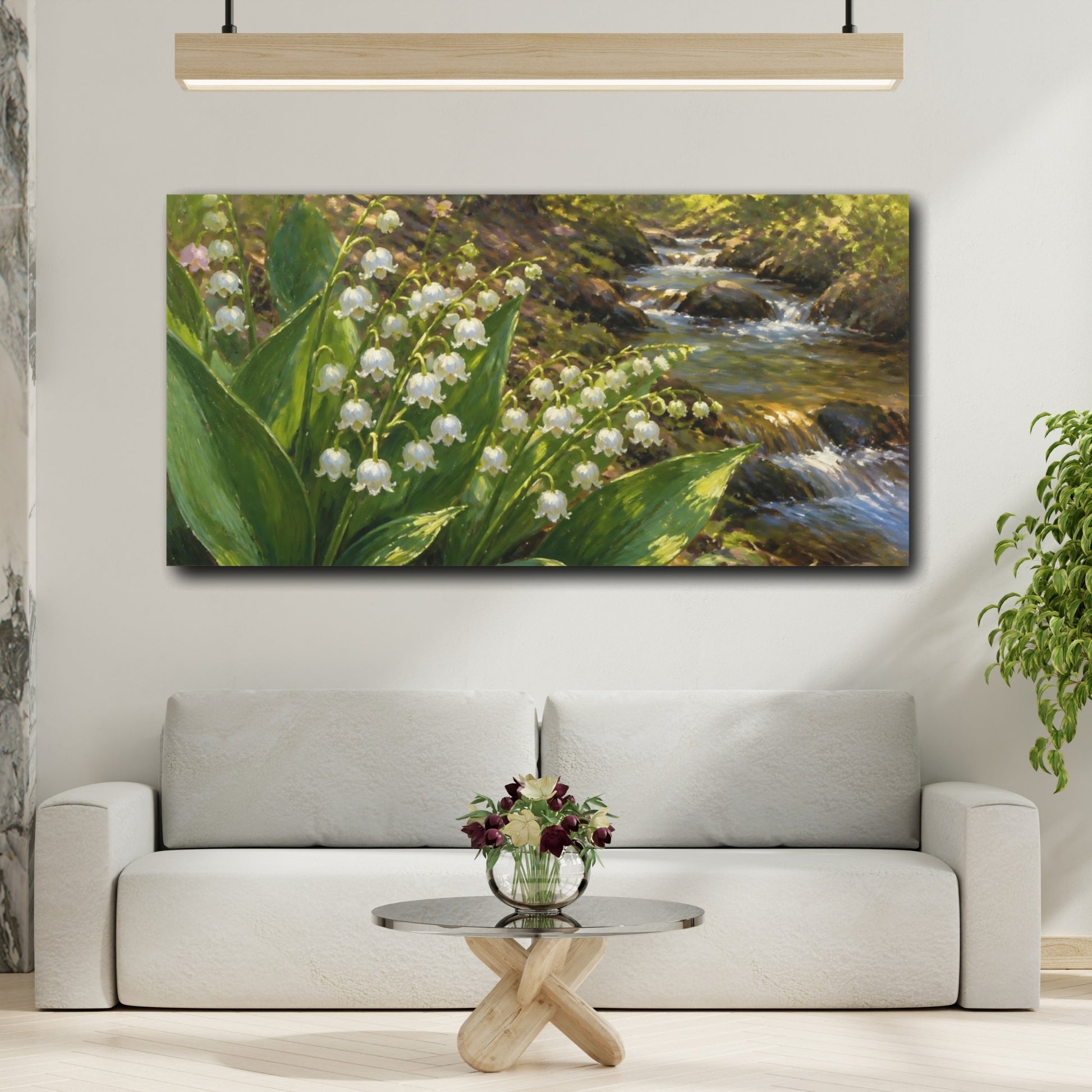 Mockup 2. Lily-Of-The-Valley Brook shown as canvas print