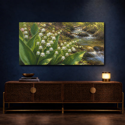 Mockup 4. Lily-Of-The-Valley Brook shown as canvas print