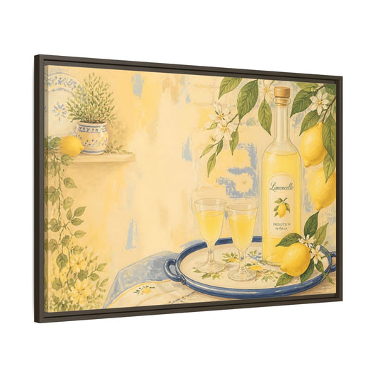 Main Mockup. Limoncello & Lemons shown as framed canvas print