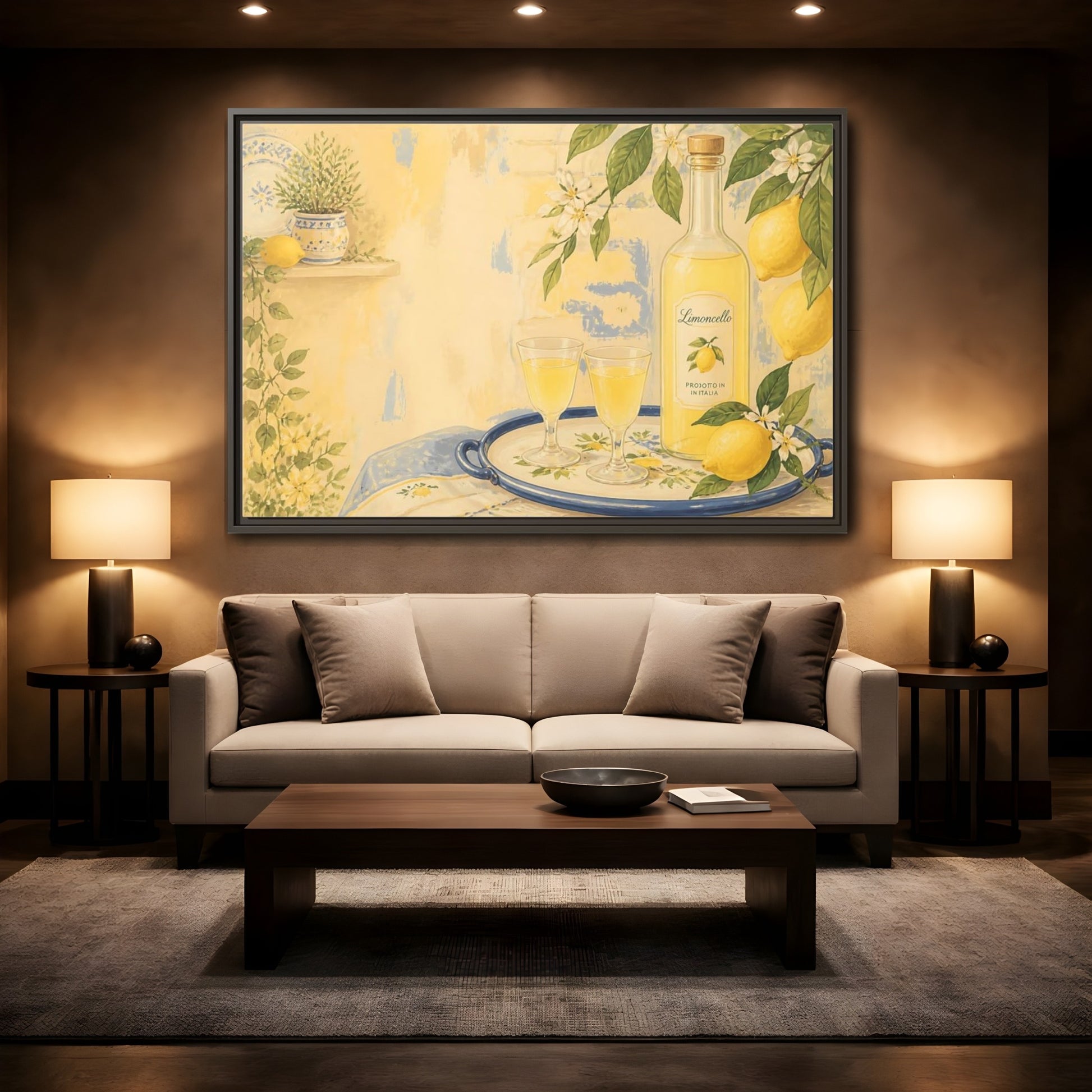 Mockup 2. Limoncello & Lemons shown as framed canvas print