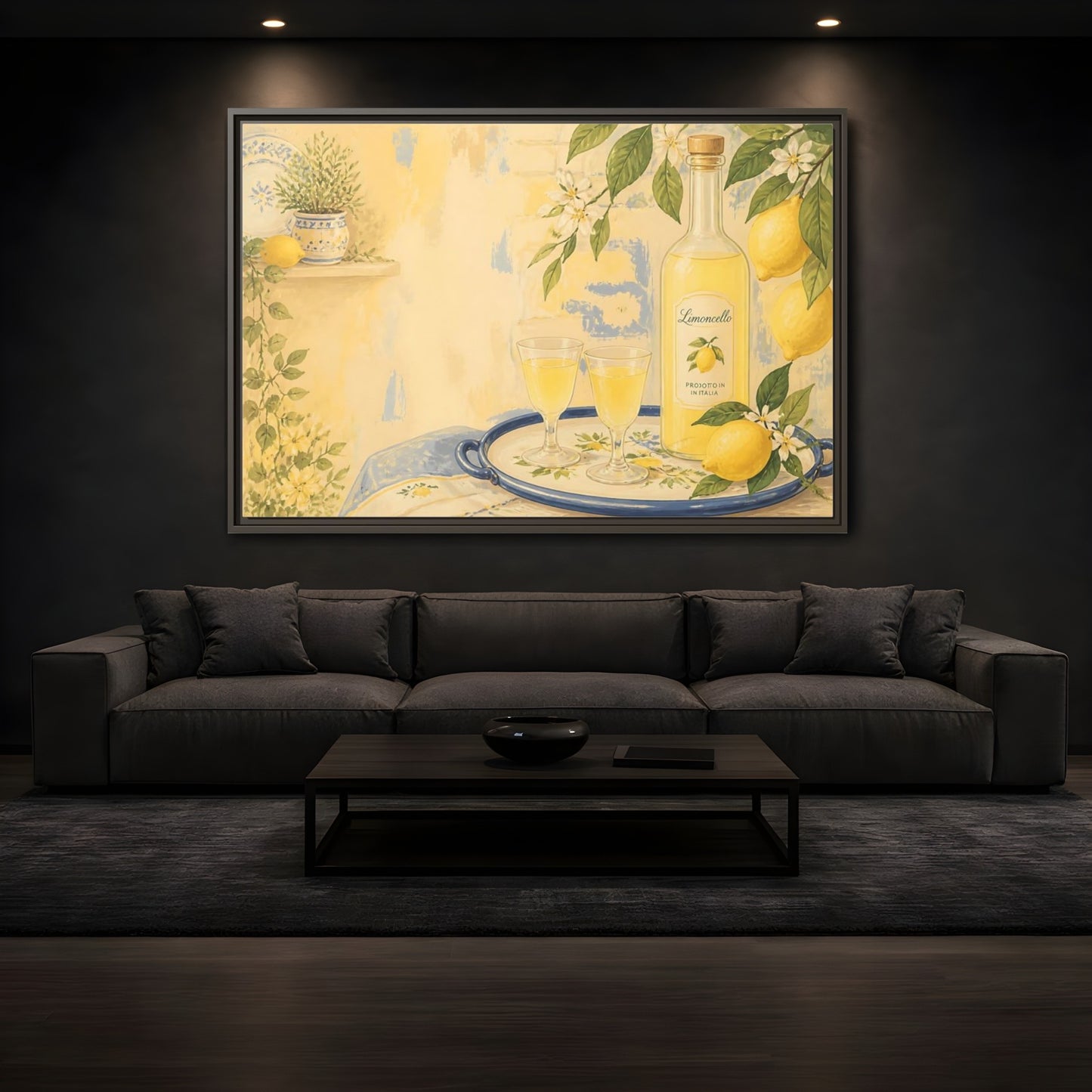 Mockup 3. Limoncello & Lemons shown as framed canvas print