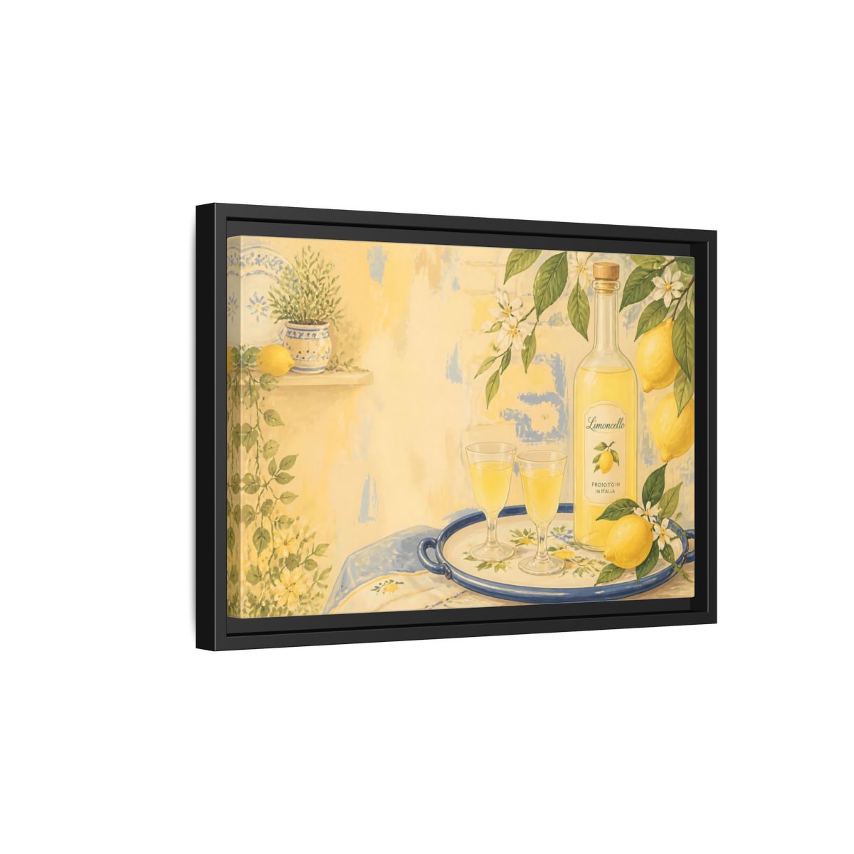 Side Mockup 6. Limoncello & Lemons shown as framed canvas print