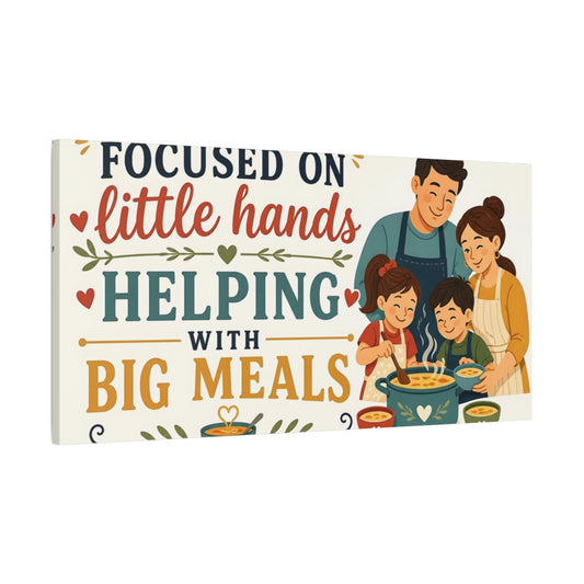 Main Mockup. Little Hands Helping Sign shown as canvas print