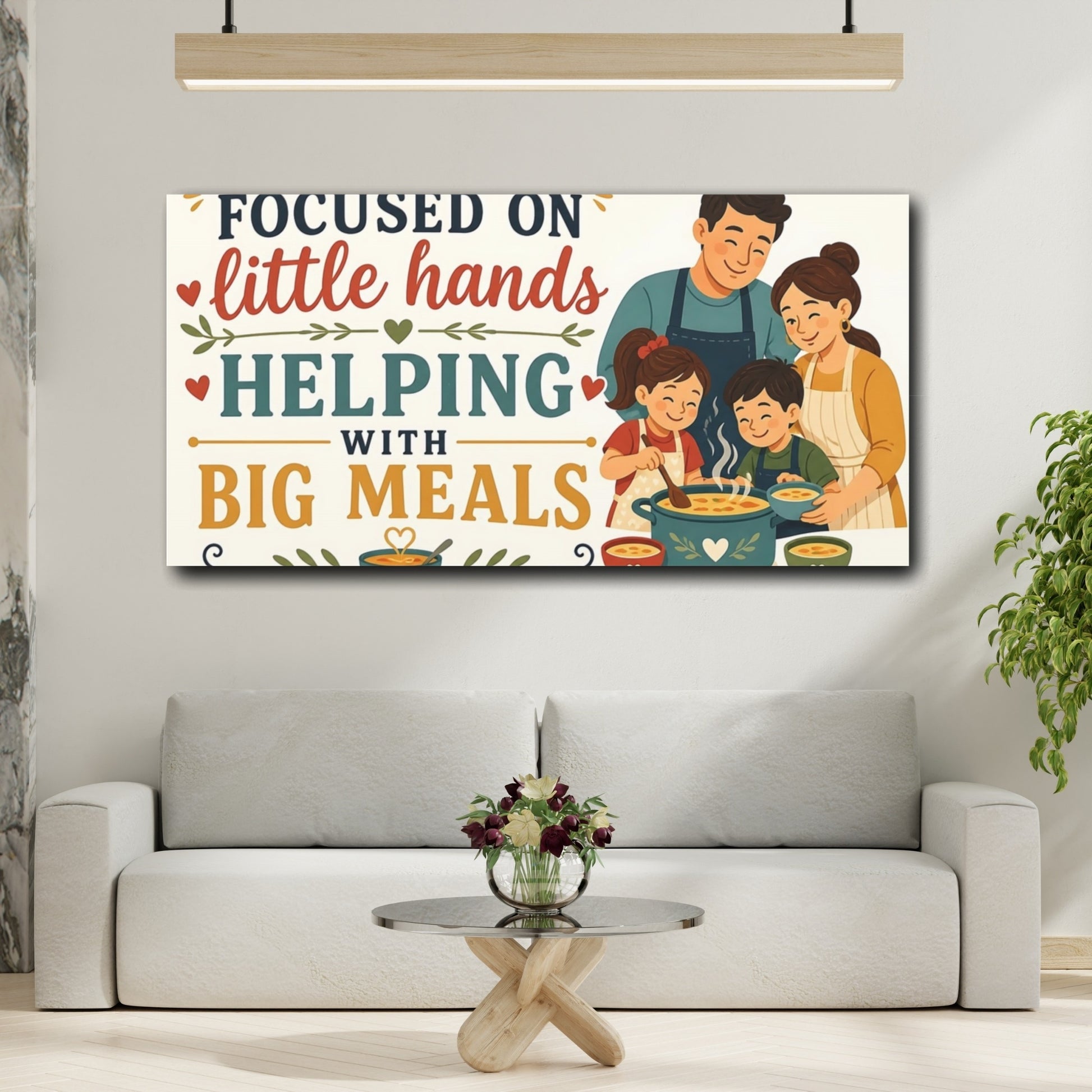 Mockup 2. Little Hands Helping Sign shown as canvas print
