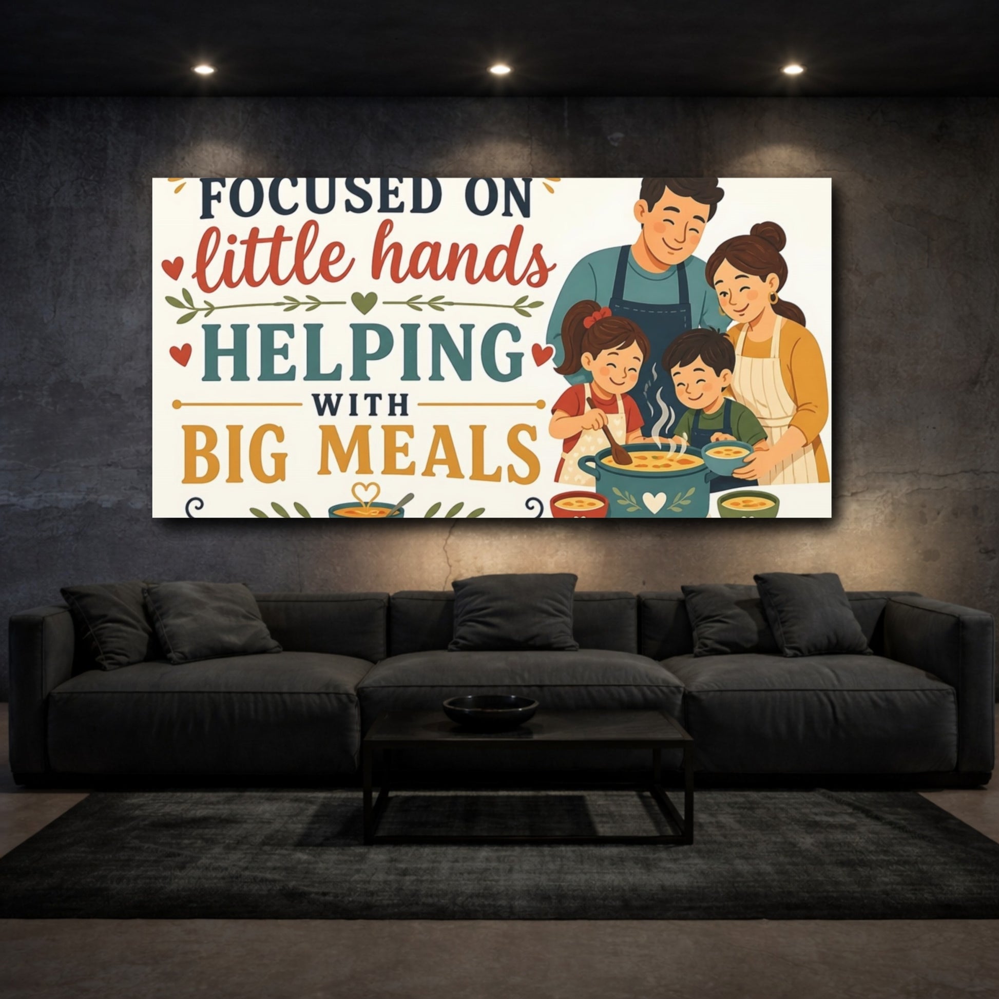 Mockup 3. Little Hands Helping Sign shown as canvas print
