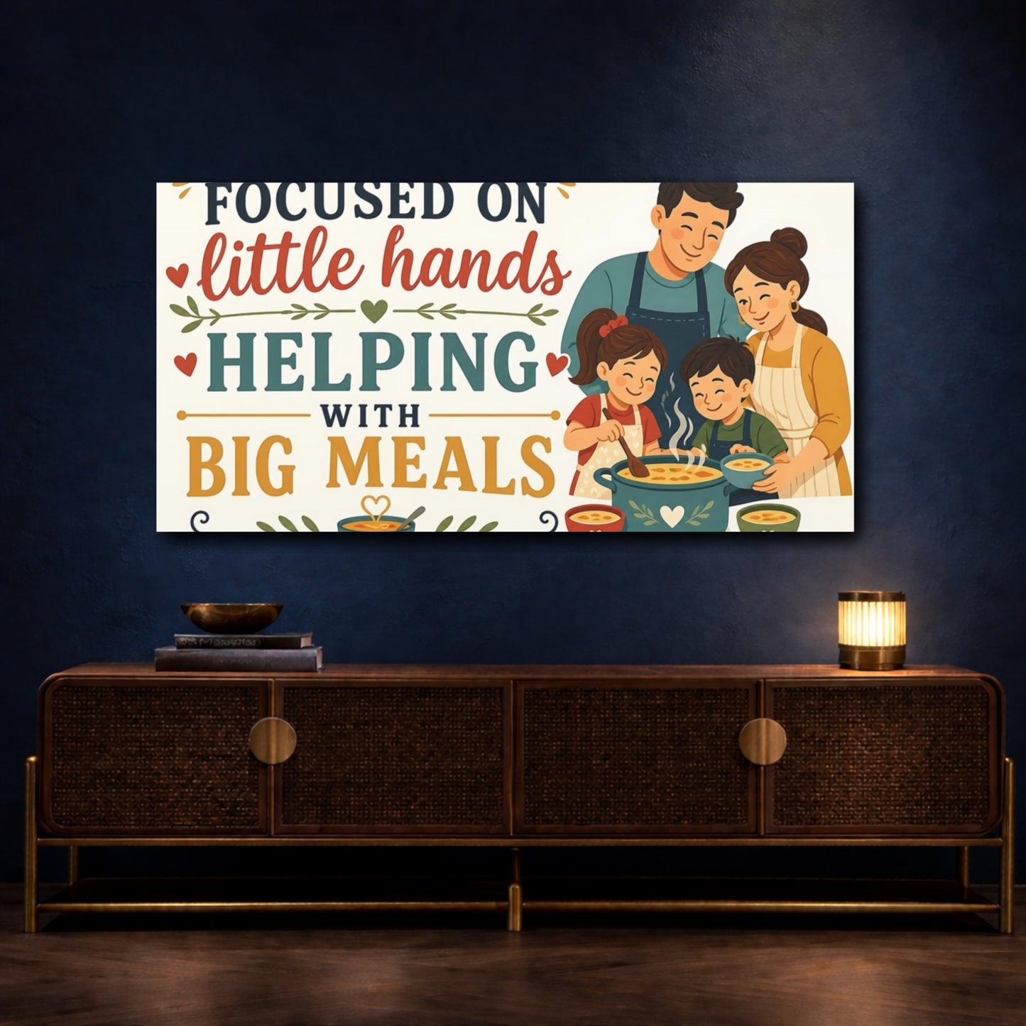 Mockup 4. Little Hands Helping Sign shown as canvas print