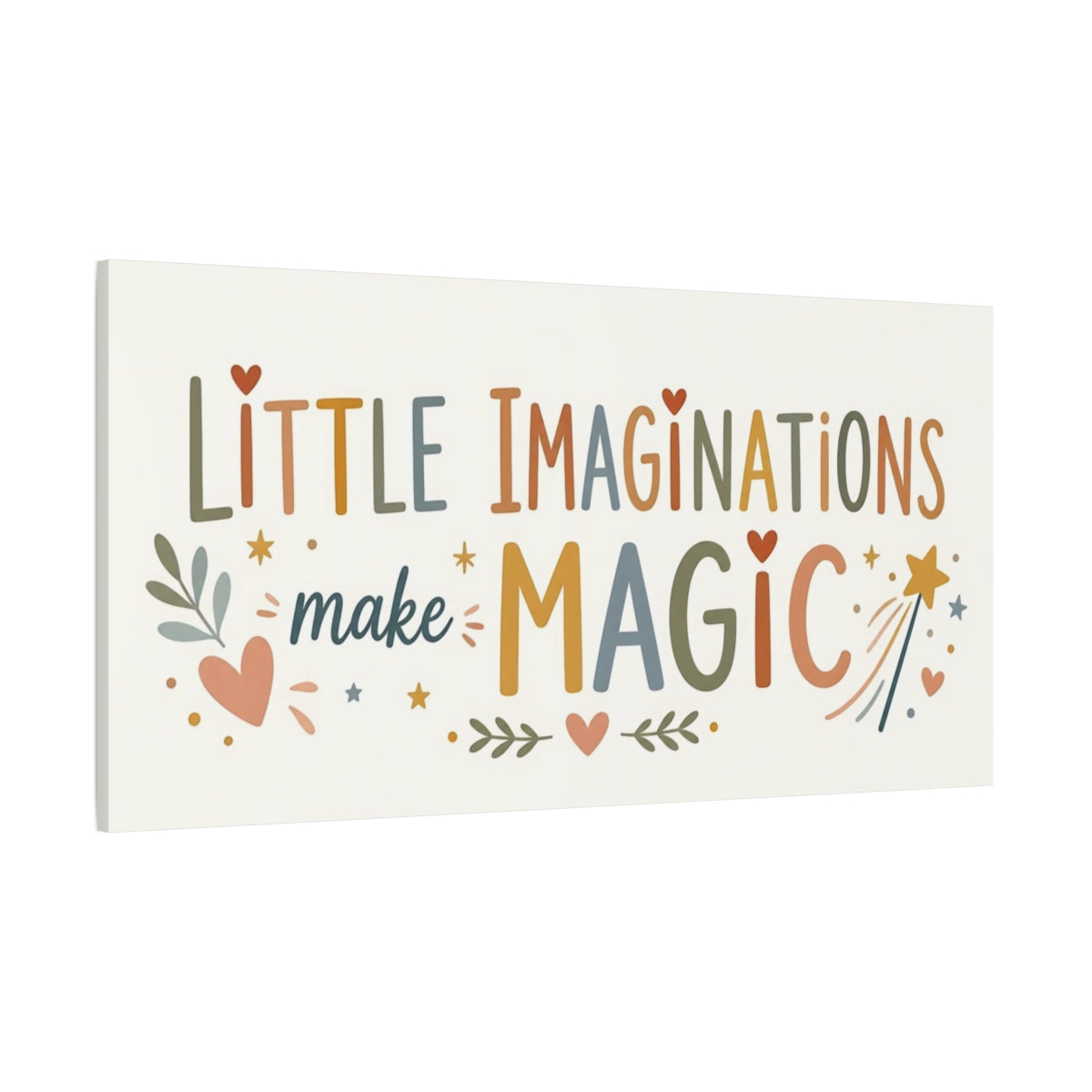 Side Mockup 2. Little Imaginations Make Magic shown as canvas print