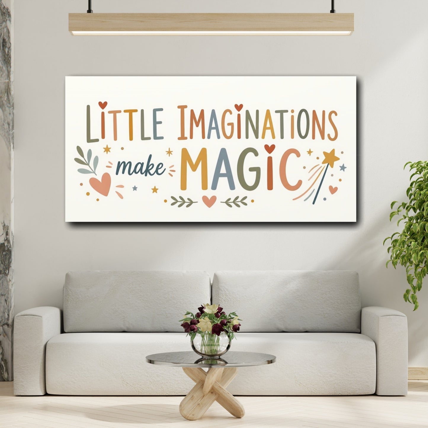 Mockup 2. Little Imaginations Make Magic shown as canvas print