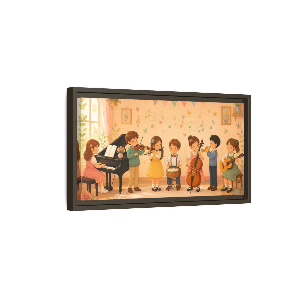 Side Mockup 7. Little Musicians Concert shown as framed canvas print