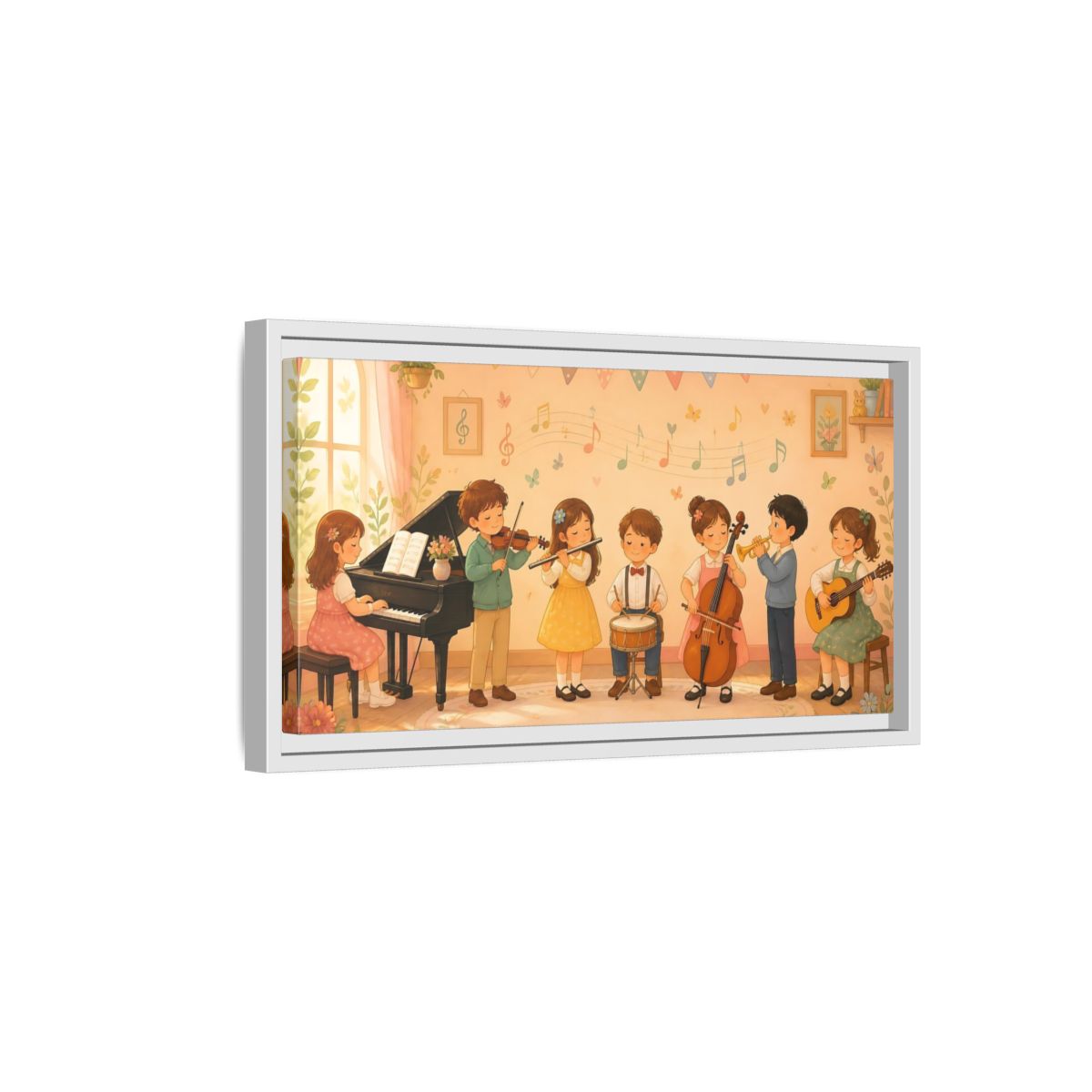 Side Mockup 6. Little Musicians Concert shown as framed canvas print