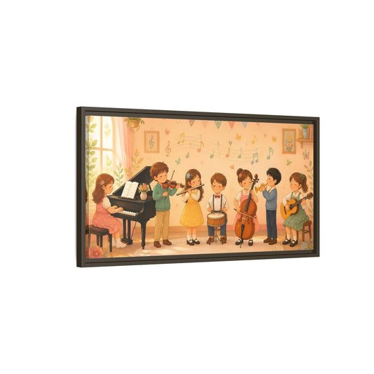 Main Mockup. Little Musicians Concert shown as framed canvas print