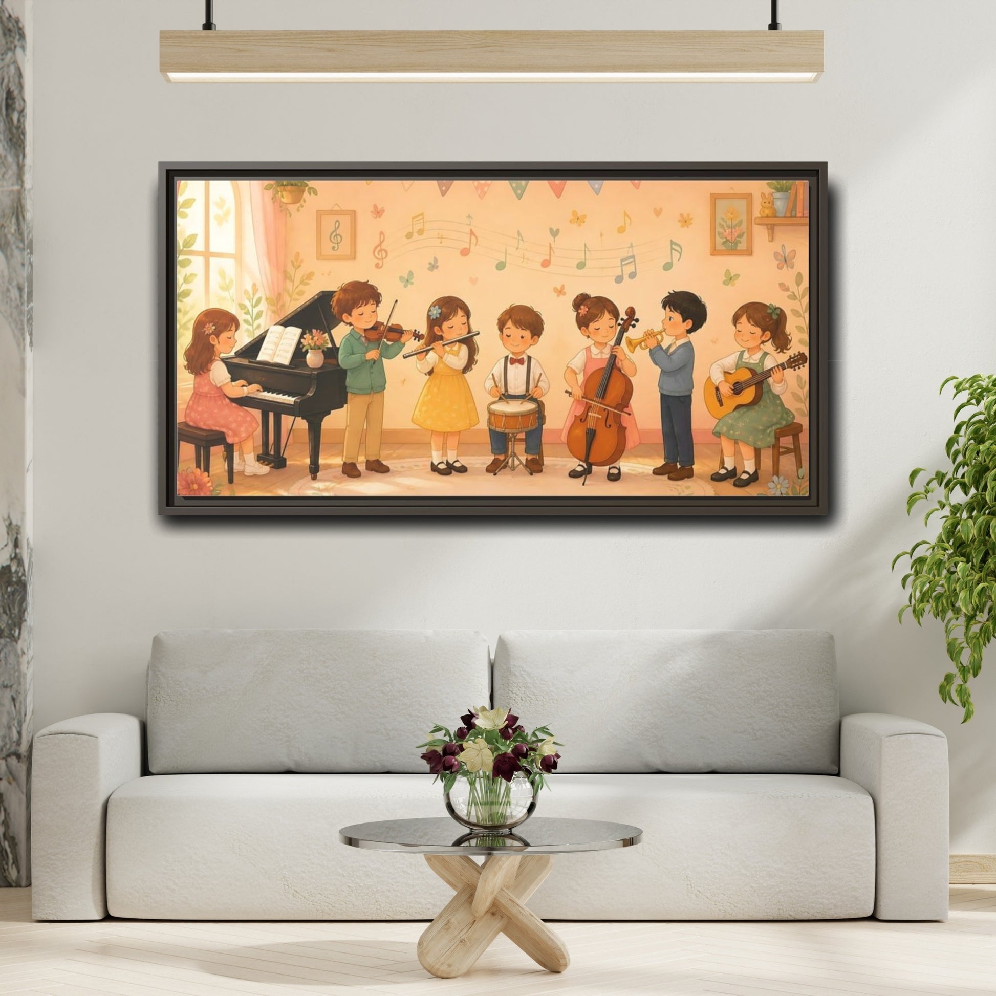 Mockup 2. Little Musicians Concert shown as framed canvas print