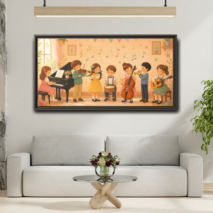 Mockup 2. Little Musicians Concert shown as framed canvas print