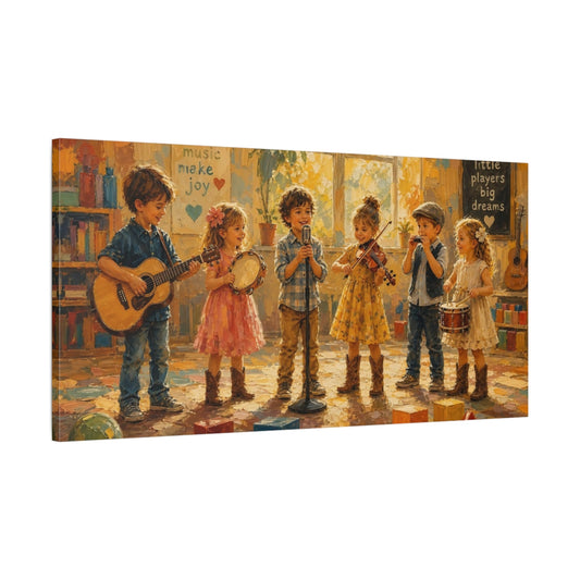 Main Mockup. Little Players Big Dreams shown as canvas print