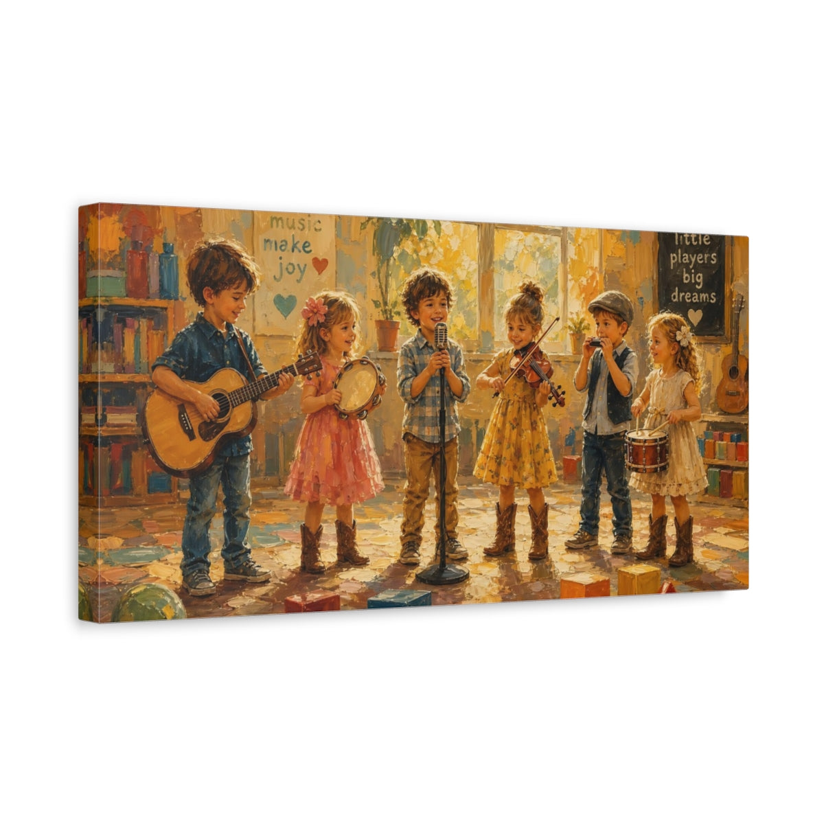 Side Mockup 3. Little Players Big Dreams shown as canvas print