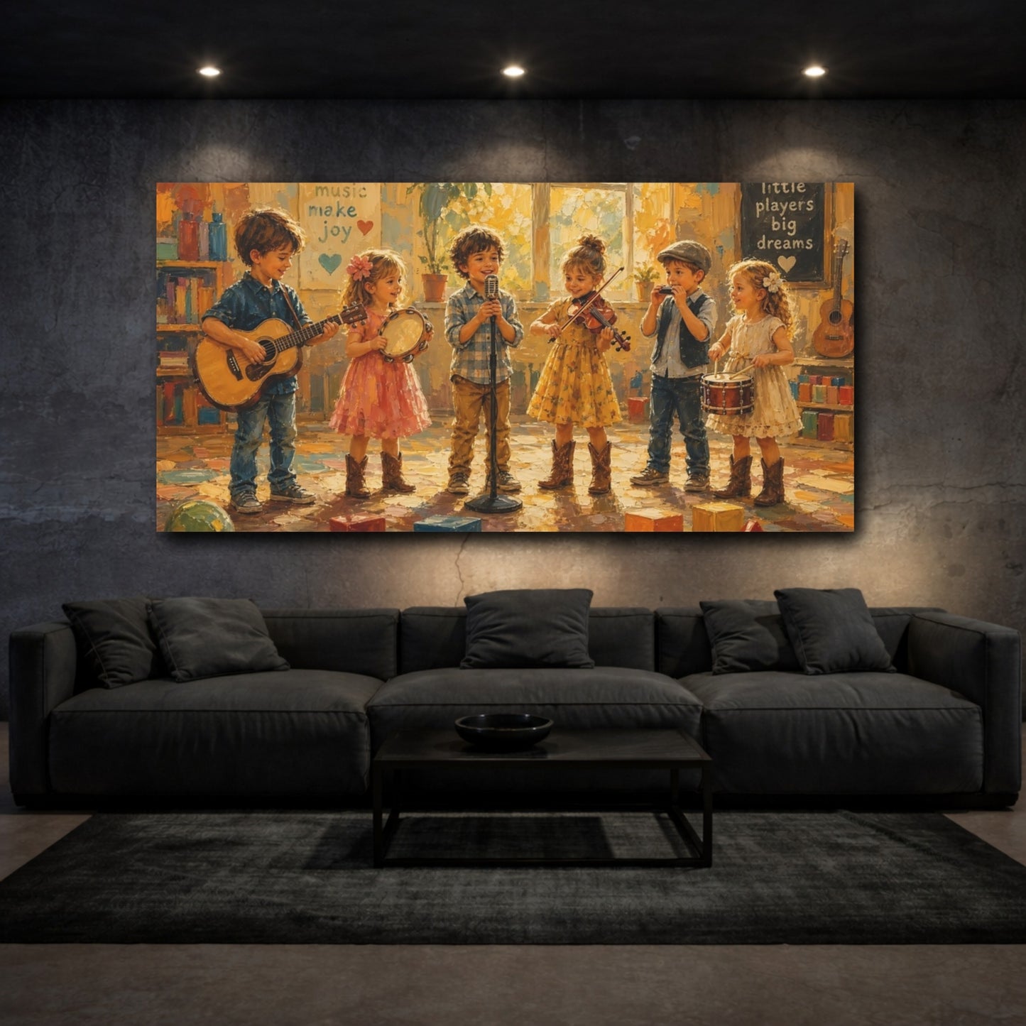 Mockup 3. Little Players Big Dreams shown as canvas print