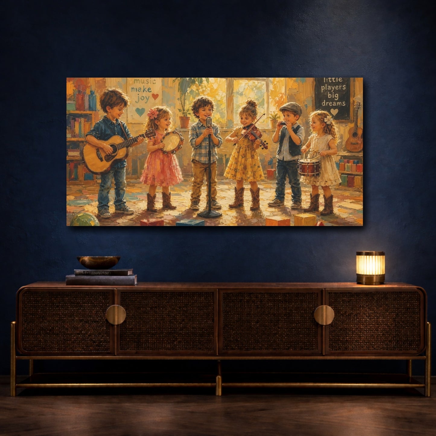 Mockup 4. Little Players Big Dreams shown as canvas print