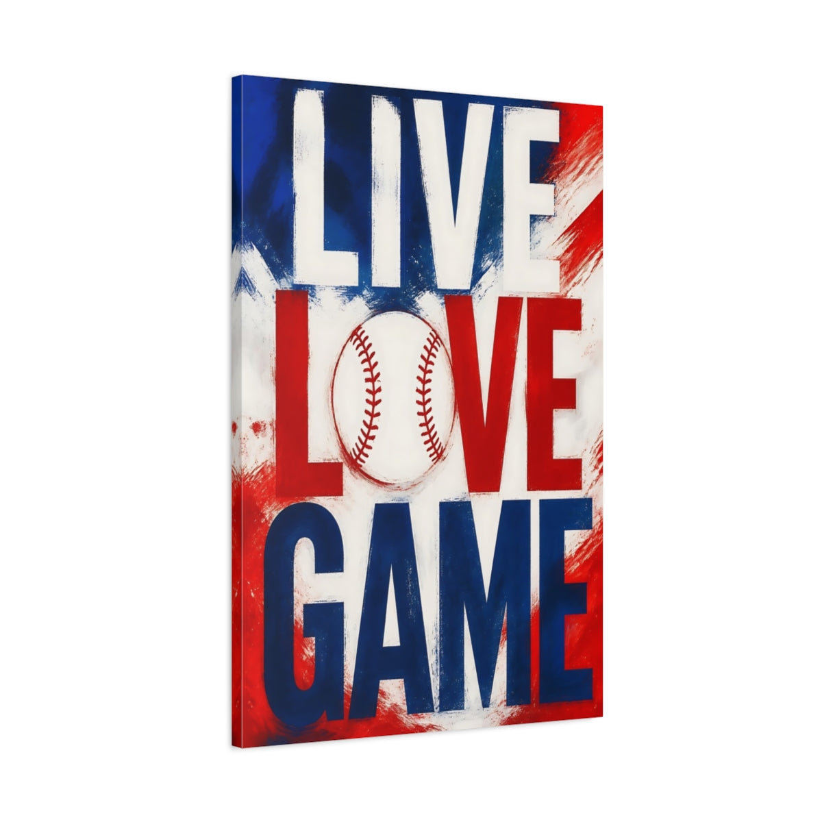 Main Mockup. Live Love Baseball shown as canvas print