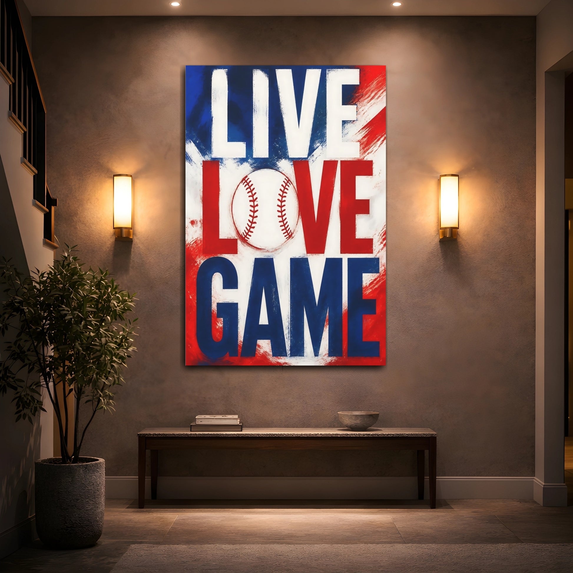 Mockup 2. Live Love Baseball shown as canvas print