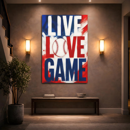 Mockup 2. Live Love Baseball shown as canvas print