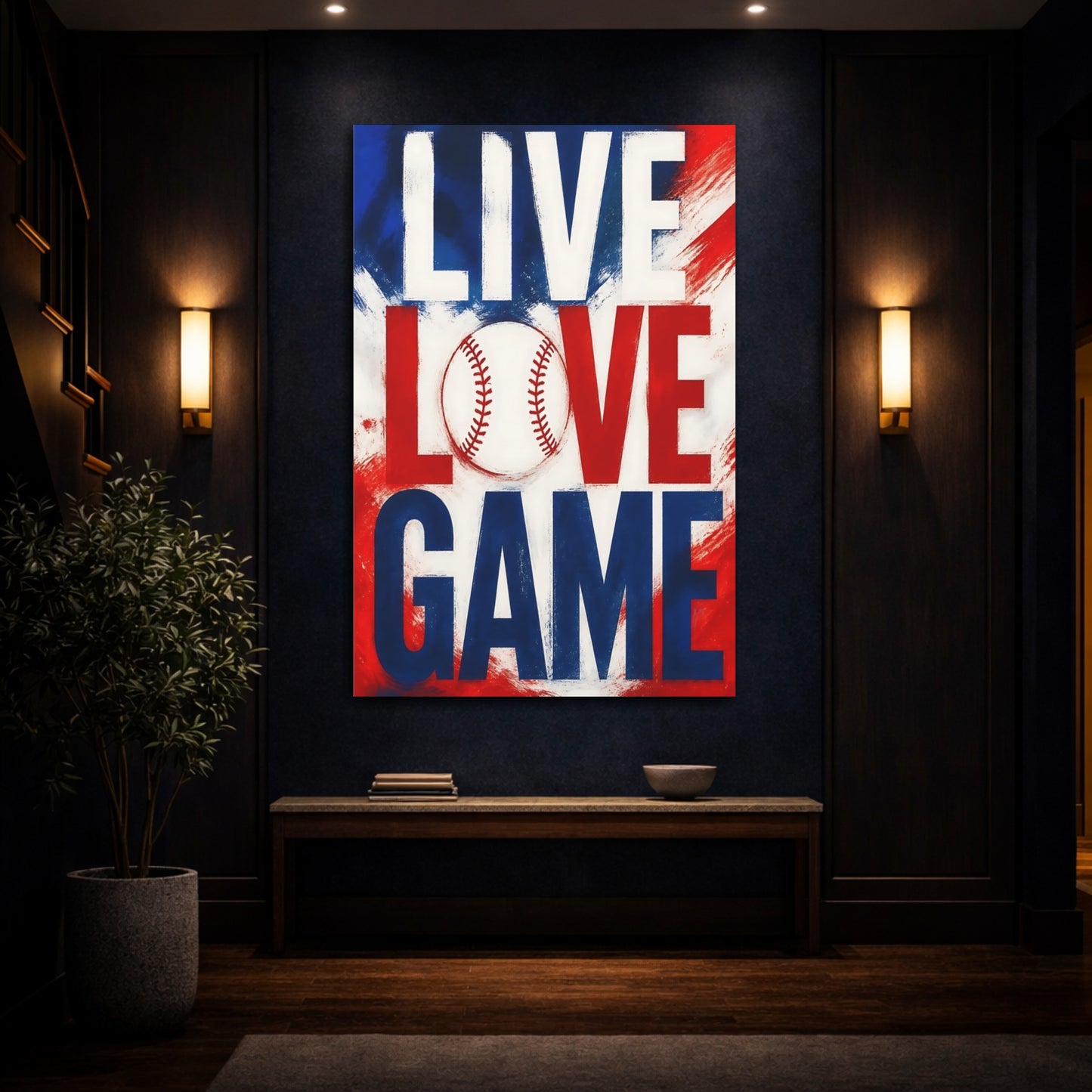 Mockup 4. Live Love Baseball shown as canvas print