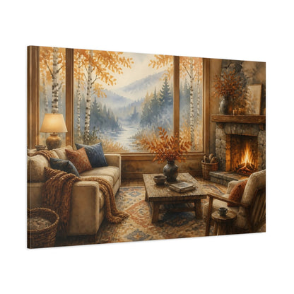 Side Mockup 1. Living Room Birch Window shown as canvas print