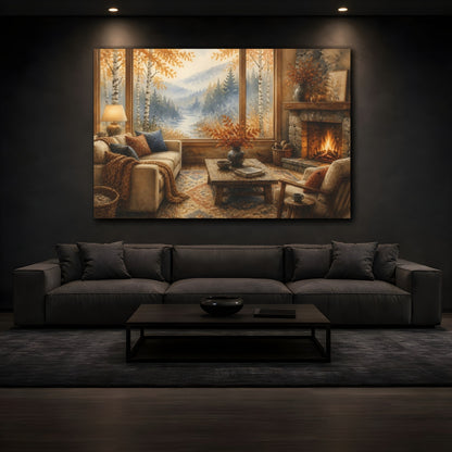 Mockup 3. Living Room Birch Window shown as canvas print
