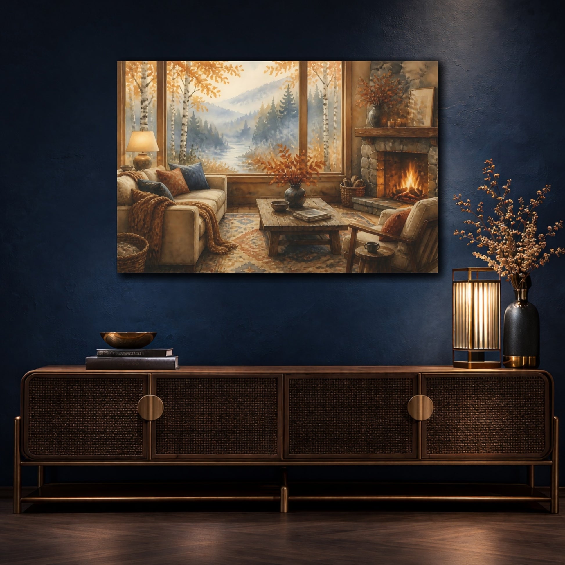 Mockup 4. Living Room Birch Window shown as canvas print