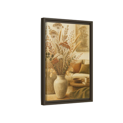 Side Mockup 5. Living Room Dried Bouquet shown as framed canvas print