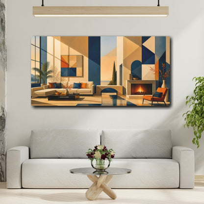 Mockup 2. Living Room Geometric Interior shown as canvas print