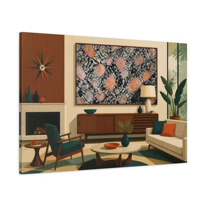 Main Mockup. Living Room Granite Art shown as canvas print