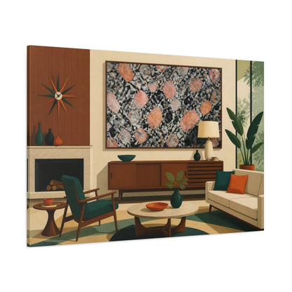 Side Mockup 1. Living Room Granite Art shown as canvas print