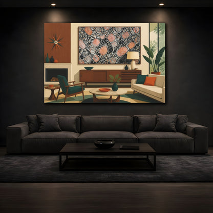Mockup 3. Living Room Granite Art shown as canvas print